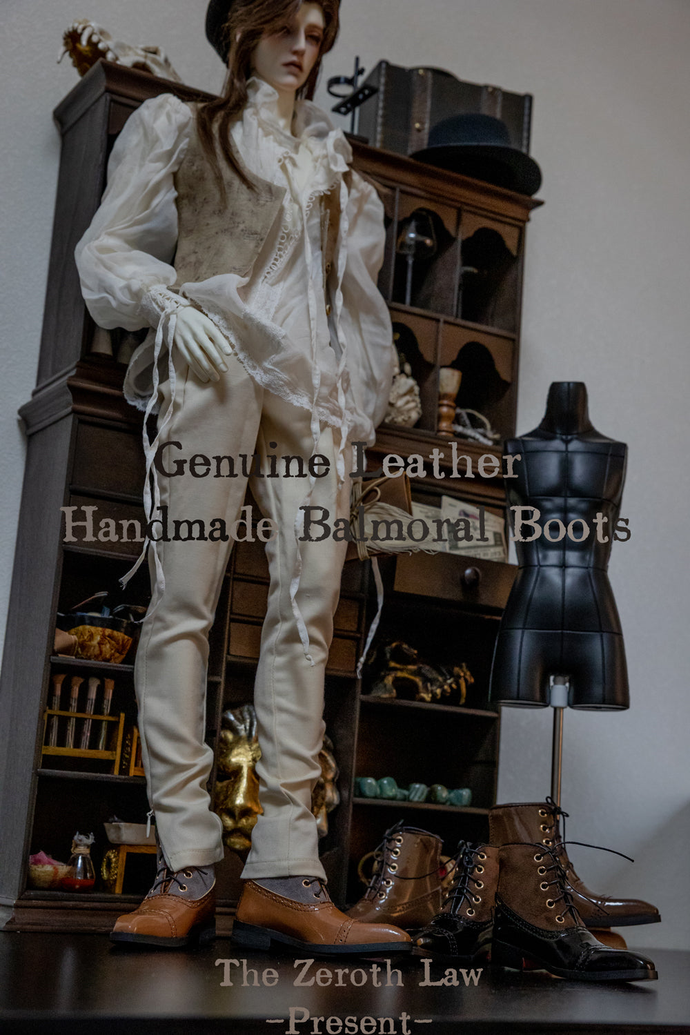 [Free shipping][Pre-ordering]BJD Balmoral Boots-Genuine Leather Handmade for 75doll